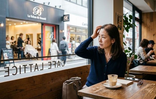 薄毛で美容院に行くか迷っている女性